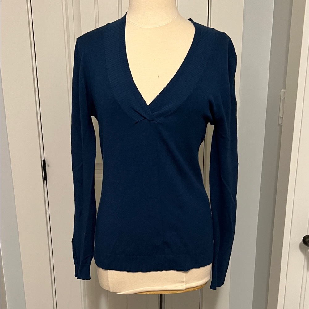 Classic Deep Blue V-Neck Sweater